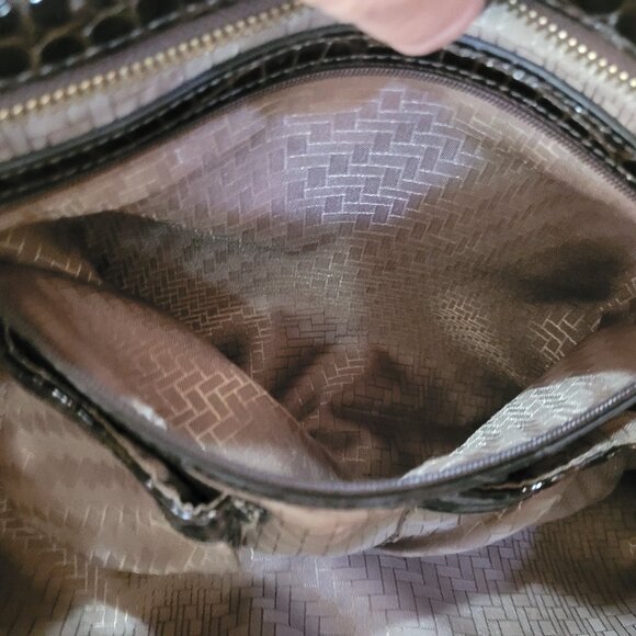 Cole Haan Black Croc Embossed Leather Satchel/Briefcase Women Large Size - Picture 16 of 16